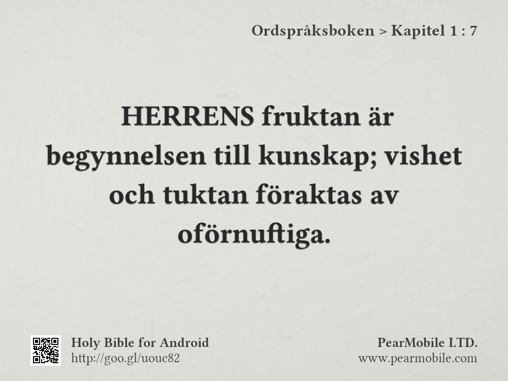 Ordspråksboken, Kapitel 1:7